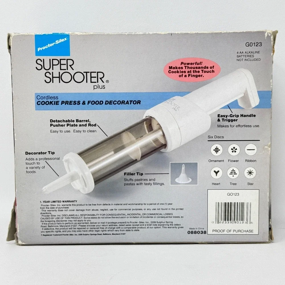 Proctor-Silex Super Shooter‎ Plus Cordless Cookie Press Food Decorator G0123